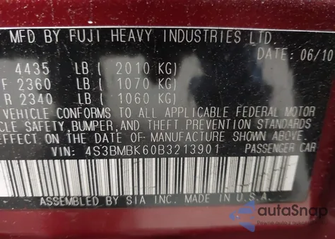 2011 Subaru Legacy 2.5I Limited z USA, uszkodzony, nr VIN 4S3BMBK60B3213901